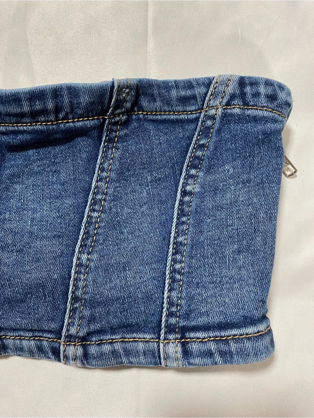 Denim Corset Crop Top - Blue